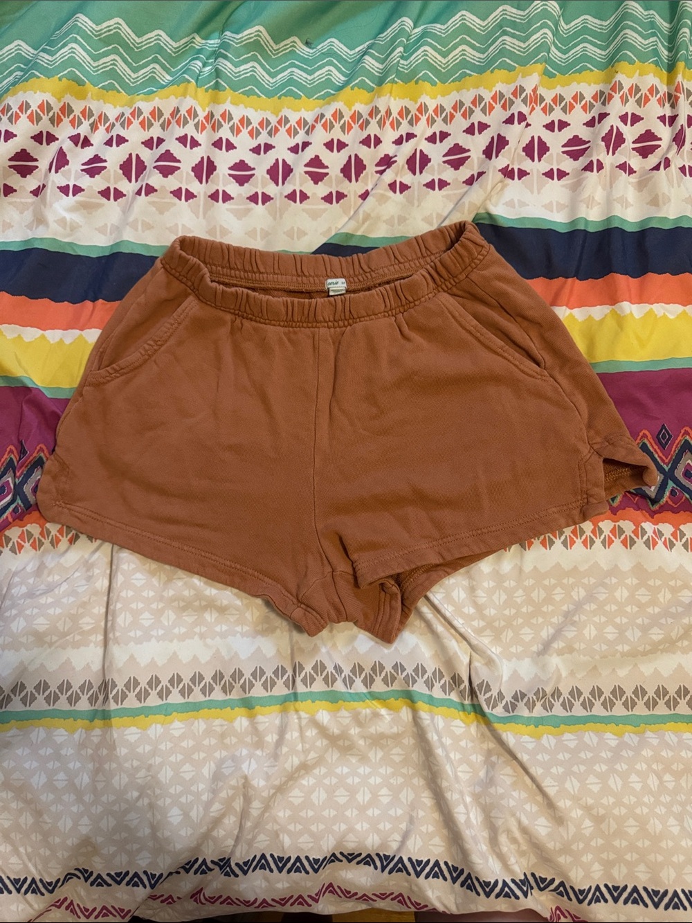 aerie Rust Brown Elastic Waist Athletic Shorts